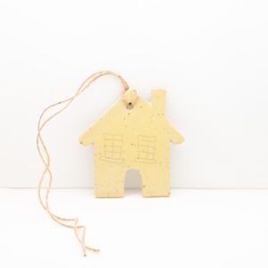 Kerstornament huisje geel
