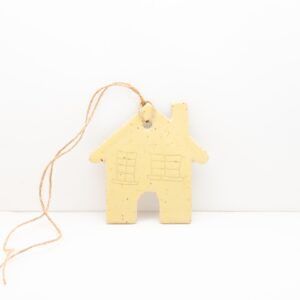 Kerstornament huisje geel 2
