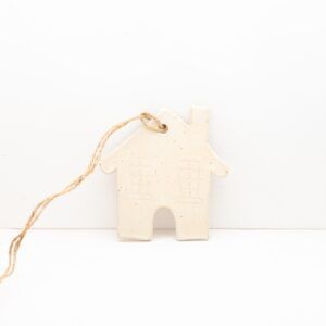 Kerstornament huisje crême 2
